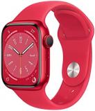 Apple Watch Series 8 (GPS, 45 mm) Smartwatch - Aluminiumgehäuse Product(RED), Sportarmband Product(RED) - Regular. Fitnesstracker, Blutsauerstoffund EKGApps, Always-On Retina Display, Wasserschutz