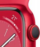 Apple Watch Series 8 (GPS, 45 mm) Smartwatch - Aluminiumgehäuse Product(RED), Sportarmband Product(RED) - Regular. Fitnesstracker, Blutsauerstoffund EKGApps, Always-On Retina Display, Wasserschutz