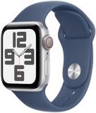 Apple Watch SE (2nd Gen) [GPS + Cellular, 40mm] - Silver Aluminium Case with Denim Sport Band, S/M (Renewed)