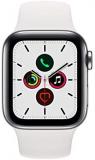 Apple Watch Series 5 (GPS + Cellular, 40MM) - Silver Stainless Steel Case with White Sport Band (Renewed)