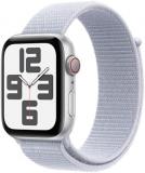 Apple Watch SE (2nd Gen) [GPS + Cellular, 44mm] - Silver Aluminum Case with Blue Cloud Sport Loop, One Size (Renewed)