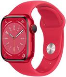 Apple Watch Series 8 (GPS 41mm) Smart watch - (PRODUCT) RED Aluminium Case with (PRODUCT) RED Sport Band - Regular. Fitness Tracker, Blood Oxygen & ECG Apps, Water Resistant (Renewed)