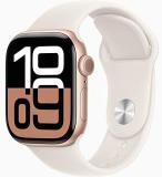 Apple Watch Series 10 [GPS, 46mm] - Rose Gold Aluminum Case with Starlight Sport Band, S/M (Renewed)