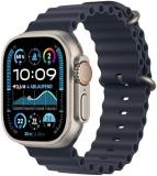 Apple Watch Ultra 2 [GPS + Cellular, 49 mm] Natural Titanium Case with Navy Alpine Loop, One Size (Renewed)