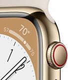 Apple Watch Series 8 (GPS + Cellular, 41mm) - Gold Stainless Steel Case with Starlight Sport Band (Renewed)