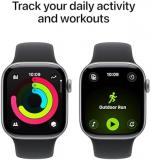 Apple Watch Series 11 GPS + Cellular 42mm Smartwatch with Space Grey Aluminium Case with Black Sport Band M/L. Sleep Score, Fitness Tracker, Health Monitoring, Always-On Display, Water Resistant