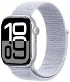 Apple Watch Series 10 GPS + Cellular 42 mm Smartwatch with Silver Aluminium Case with Blue Cloud Sport Loop - One Size. Fitness Tracker, ECG App, Always-On Retina Display, Carbon Neutral