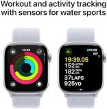 Apple Watch Series 10 GPS + Cellular 42 mm Smartwatch with Silver Aluminium Case with Blue Cloud Sport Loop - One Size. Fitness Tracker, ECG App, Always-On Retina Display, Carbon Neutral