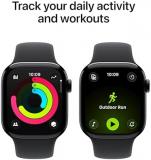 Apple Watch Series 11 GPS + Cellular 42mm Smartwatch with Jet Black Aluminium Case with Black Sport Band M/L. Sleep Score, Fitness Tracker, Health Monitoring, Always-On Display, Water Resistant