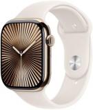 Apple Watch Series 10 GPS + Cellular 46 mm Smartwatch with Gold Titanium Case with Starlight Sport Band - M/L. Fitness Tracker, ECG App, Always-On Retina Display, Water Resistant