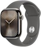 Apple Watch Series 10 GPS + Cellular 42 mm Smartwatch with Natural Titanium Case with Stone Grey Sport Band - M/L. Fitness Tracker, ECG App, Always-On Retina Display, Water Resistant