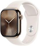 Apple Watch Series 10 GPS + Cellular 42 mm Smartwatch with Gold Titanium Case with Starlight Sport Band - S/M. Fitness Tracker, ECG App, Always-On Retina Display, Water Resistant