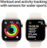 Apple Watch Series 10 GPS + Cellular 42 mm Smartwatch with Gold Titanium Case with Starlight Sport Band - S/M. Fitness Tracker, ECG App, Always-On Retina Display, Water Resistant