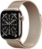 Apple Watch Series 11 GPS + Cellular 42mm Smartwatch with Gold Titanium Case with Gold Milanese Loop. Sleep Score, Fitness Tracker, Health Monitoring, Always-On Display, Water Resistant