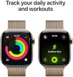 Apple Watch Series 11 GPS + Cellular 42mm Smartwatch with Gold Titanium Case with Gold Milanese Loop. Sleep Score, Fitness Tracker, Health Monitoring, Always-On Display, Water Resistant