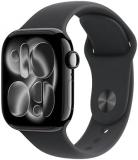 Apple Watch Series 11 GPS 42mm Smartwatch with Jet Black Aluminium Case with Black Sport Band M/L. Sleep Score, Fitness Tracker, Health Monitoring, Always-On Display, Water Resistant