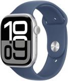 Apple Watch Series 10 GPS 46 mm Smartwatch with Silver Aluminium Case with Denim Sport Band - S/M. Fitness Tracker, ECG App, Always-On Retina Display, Water Resistant