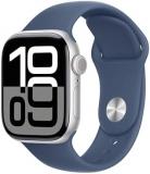 Apple Watch Series 10 GPS 42 mm Smartwatch with Silver Aluminium Case with Denim Sport Band - M/L. Fitness Tracker, ECG App, Always-On Retina Display, Water Resistant