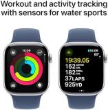 Apple Watch Series 10 GPS 42 mm Smartwatch with Silver Aluminium Case with Denim Sport Band - M/L. Fitness Tracker, ECG App, Always-On Retina Display, Water Resistant