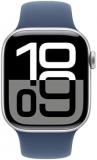 Apple Watch Series 10 GPS 42 mm Smartwatch with Silver Aluminium Case with Denim Sport Band - M/L. Fitness Tracker, ECG App, Always-On Retina Display, Water Resistant