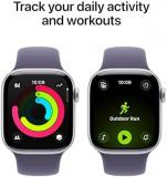 Apple Watch Series 11 GPS 42mm Smartwatch with Silver Aluminium Case with Purple Fog Sport Band M/L. Sleep Score, Fitness Tracker, Health Monitoring, Always-On Display, Water Resistant