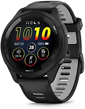 Garmin Forerunner 265 Running Smartwatch, Colorful AMOLED Display, Training Metrics and Recovery Insights, Black and Powder Gray (Renewed)