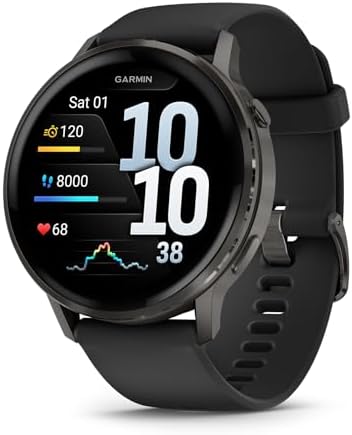 Garmin Venu 4 45mm - GPS smartwatch, AMOLED touchscreen, 24/7 advanced health & fitness tracking, 80+ sports apps, flashlight, ECG, sleep monitor, up to 12 days battery life, Slate/Black