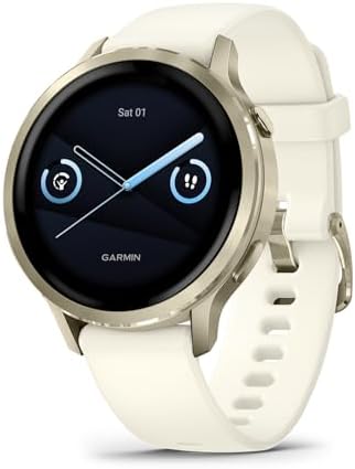 Garmin Venu 4, 41mm GPS smartwatch, AMOLED touchscreen, 24/7 advanced health & fitness, 80+ sports apps, flashlight, ECG app, Bone Lunar Gold (Renewed)