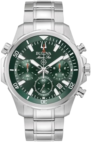 Bulova 96B396 Marine Star Men's Watch Stainless Steel 10 Bar Analogue Chrono Silver
