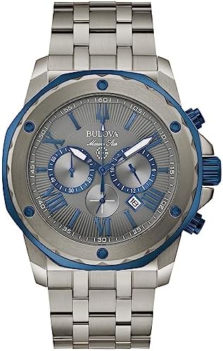 Bulova Men's Marine Star 'Series A' Chronograph Quartz Watch, Luminous Markers, Rotating Dial, 100M Water Resistant, 44mm