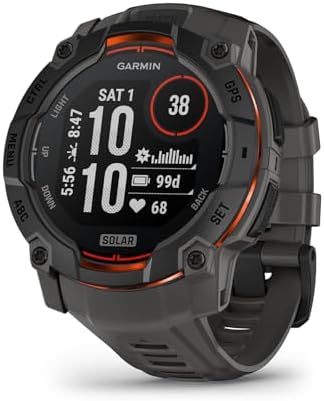 Garmin Instinct 3, 50mm rugged GPS smartwatch, Black/Charcoal band